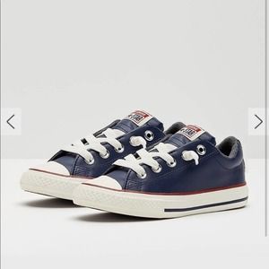 junior all white leather converse